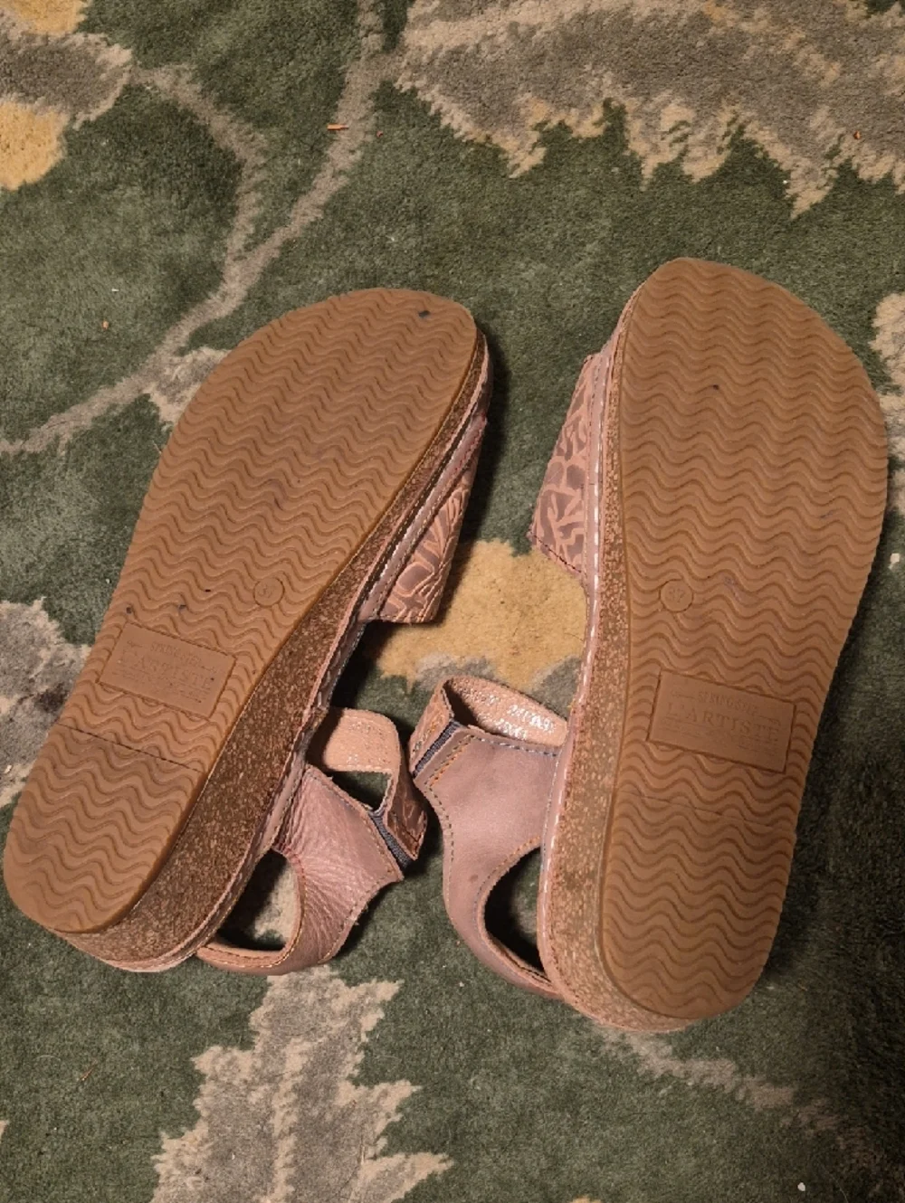 Patricia Nash Tan Sandals with Multicolor Floral Appliques